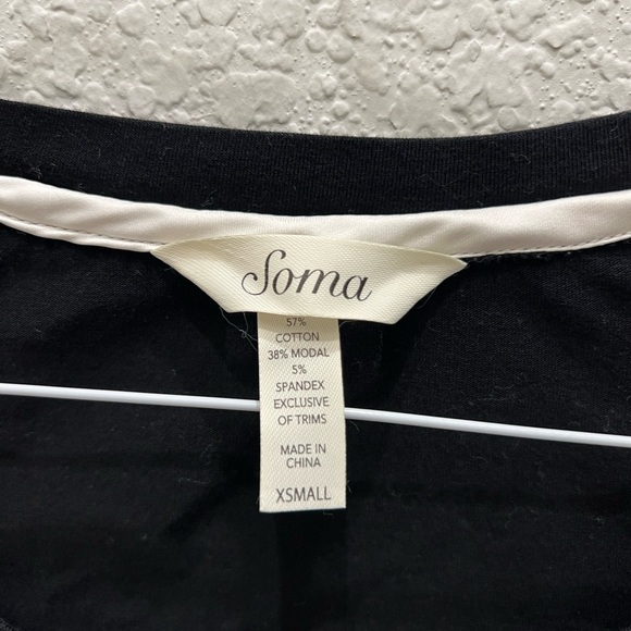 Soma Bundle 2 Sleep Shirts 3/4 Sleeve Pink w/ Black Polka Dot & Black w/ white - Picture 6 of 7